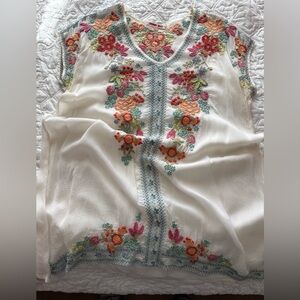 Johnny Was Sz Small Embroidered Floral Women's Tunic
